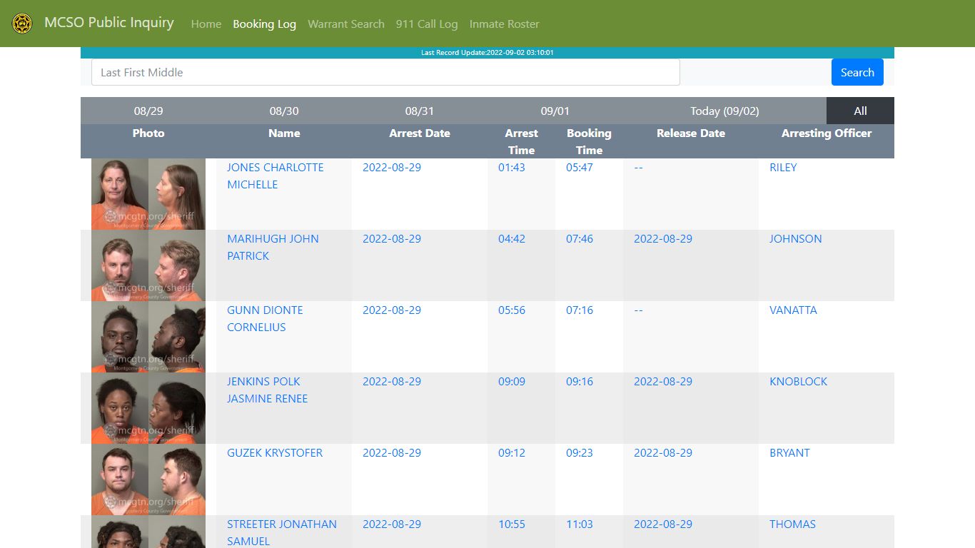 MCSO Public Inquiry: Booking Log - api.mcgtn.org