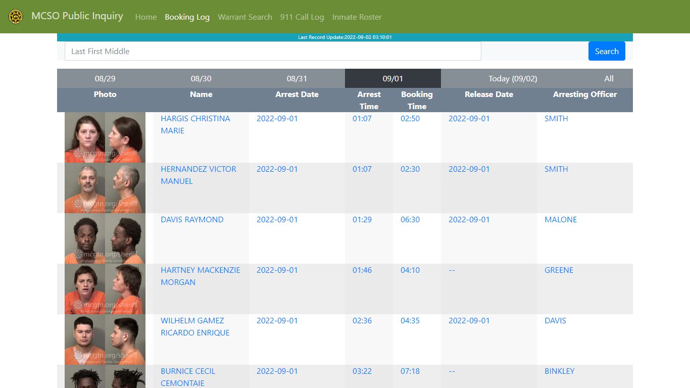 MCSO Public Inquiry: Booking Log - api.mcgtn.org